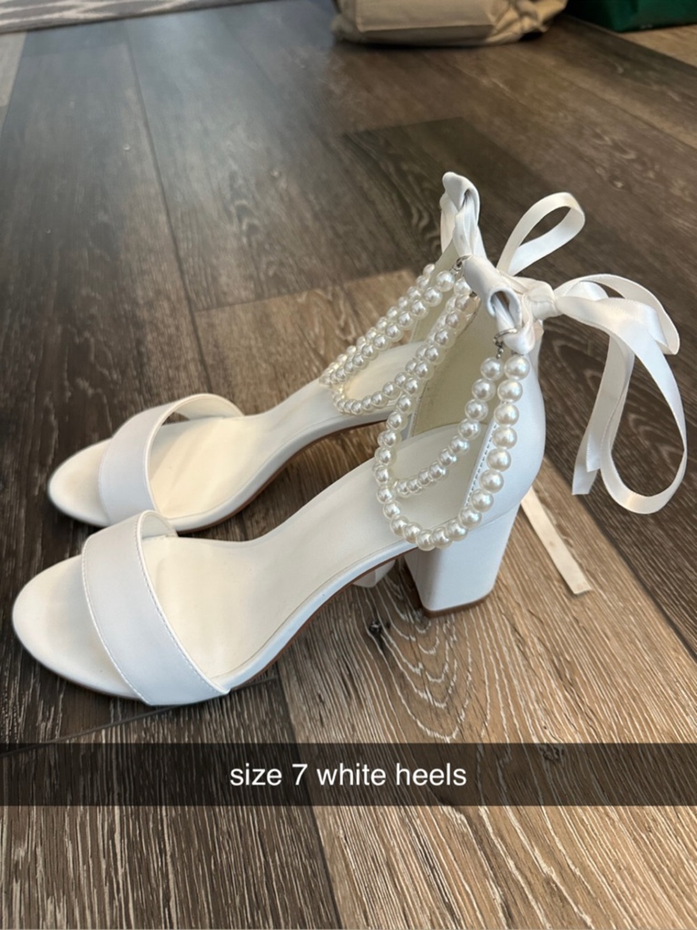 White Pearl-Embellished Block Heel Sandals